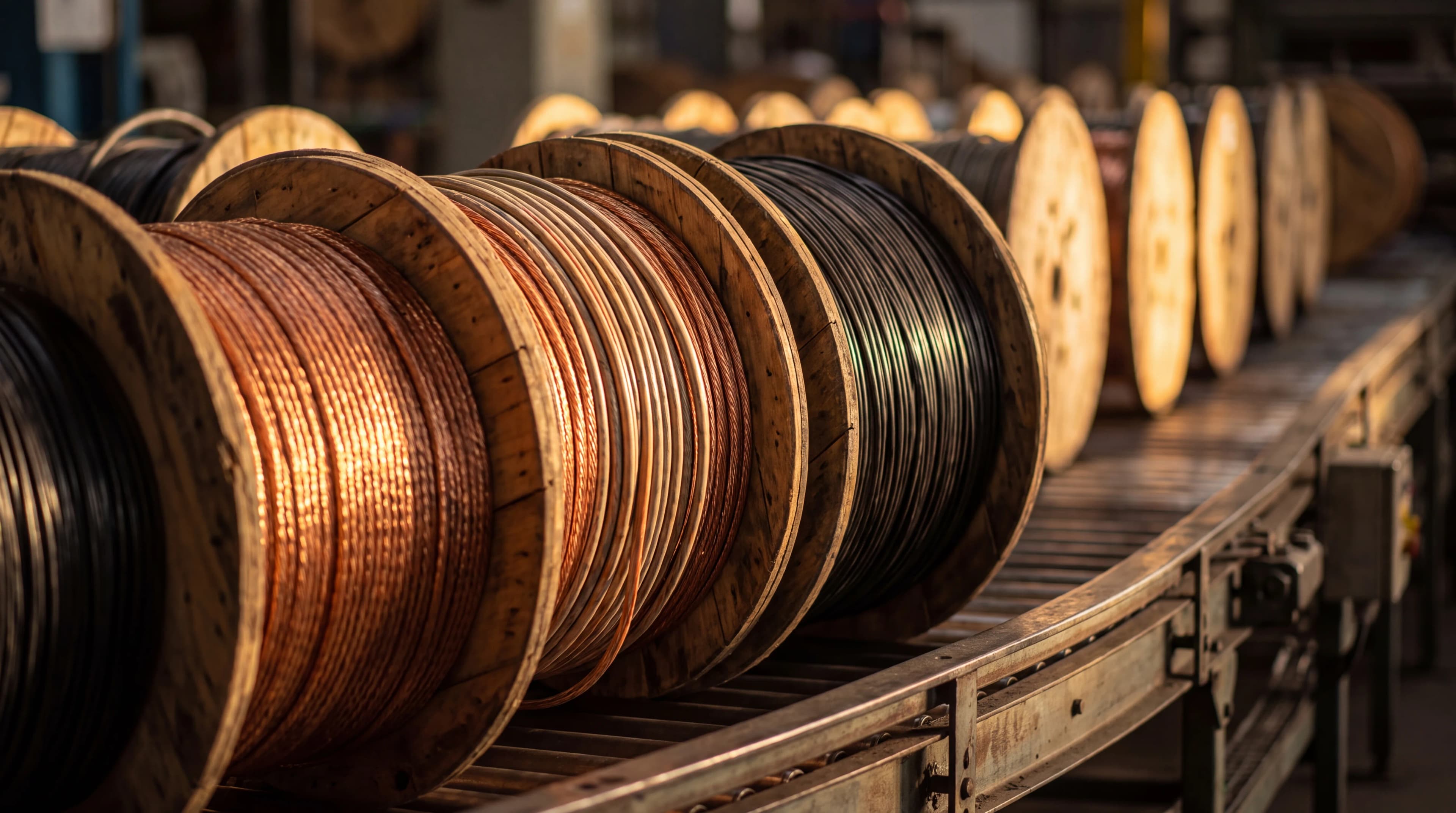Large spools in manufacturing plant