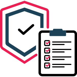 security badge and a clipboard with checkmarks