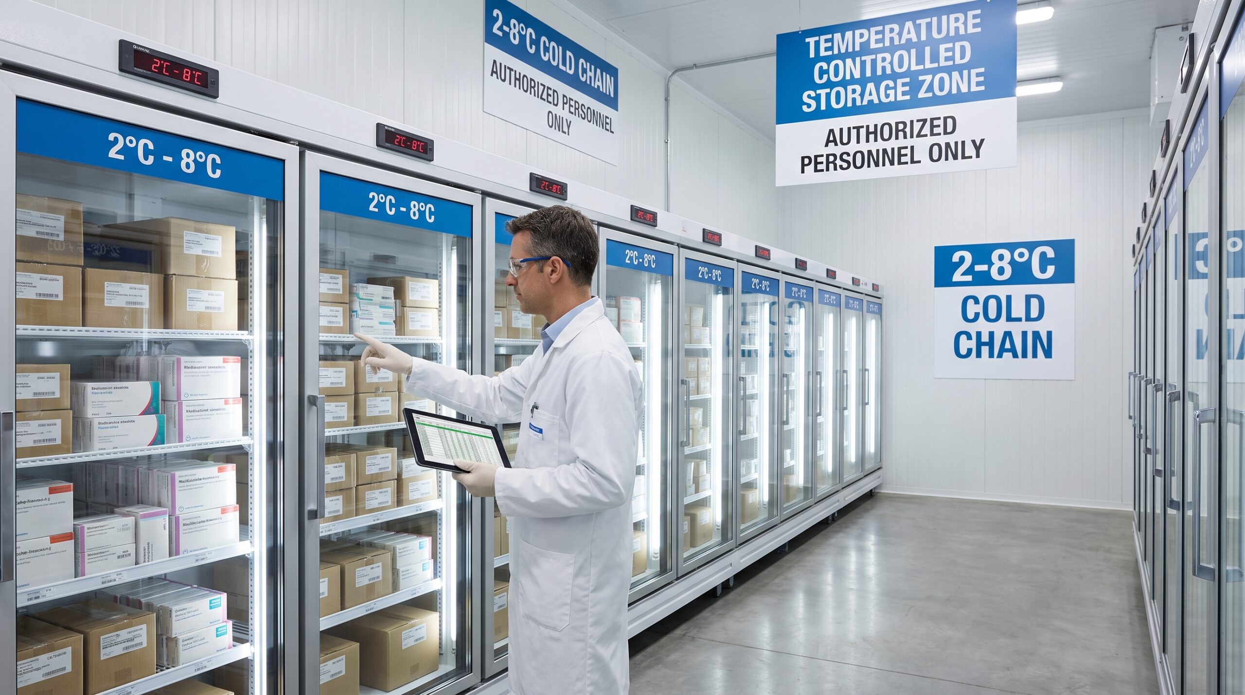 Temperature-controlled pharmaceutical storage zone in a 3PL warehouse